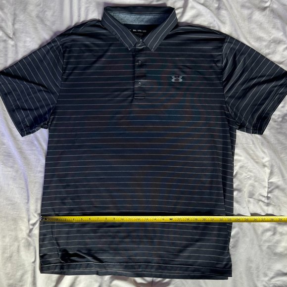 Like New Men's UA Playoff Polo Core Stripe Black XXXL 3X - Picture 3 of 3